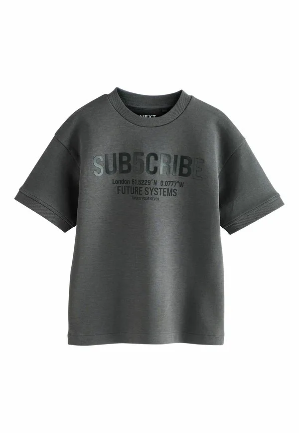 Футболка с коротким рукавом из плотной ткани с графическим принтом Next, Charcoal Grey Subscribe