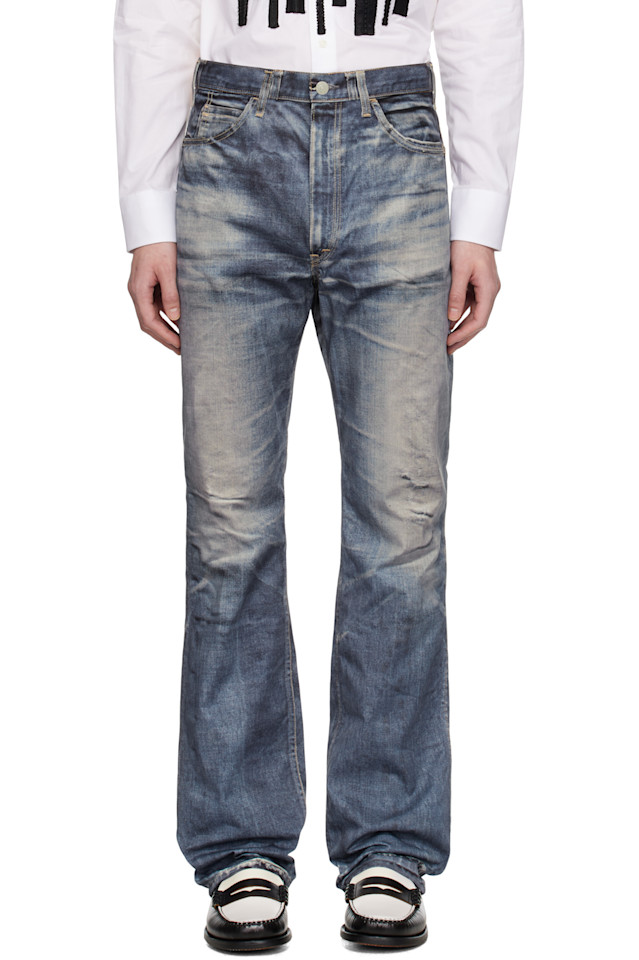 

Брюки Levi's Edition из нейлоновой саржи с принтом, нанесённым струйной печатью Junya Watanabe, индиго