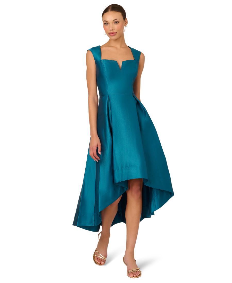 

Женское однотонное платье из ткани микадо с асимметричным подолом Adrianna Papell, Teal