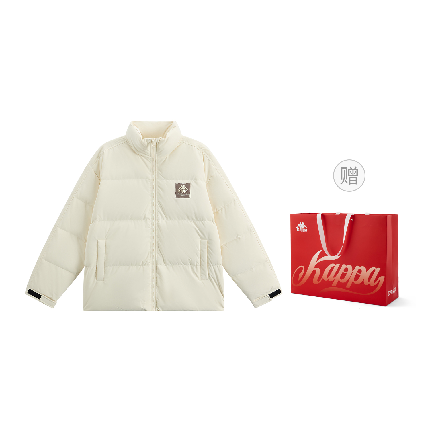 

Пуховик Unisex с воротником стойкой, умеренно объемный Kappa, tallow белый-0111[shopping bag included]