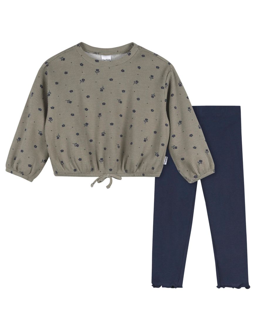 

Комплект из двух предметов для девочек: топ и леггинсы Gerber, Green floral