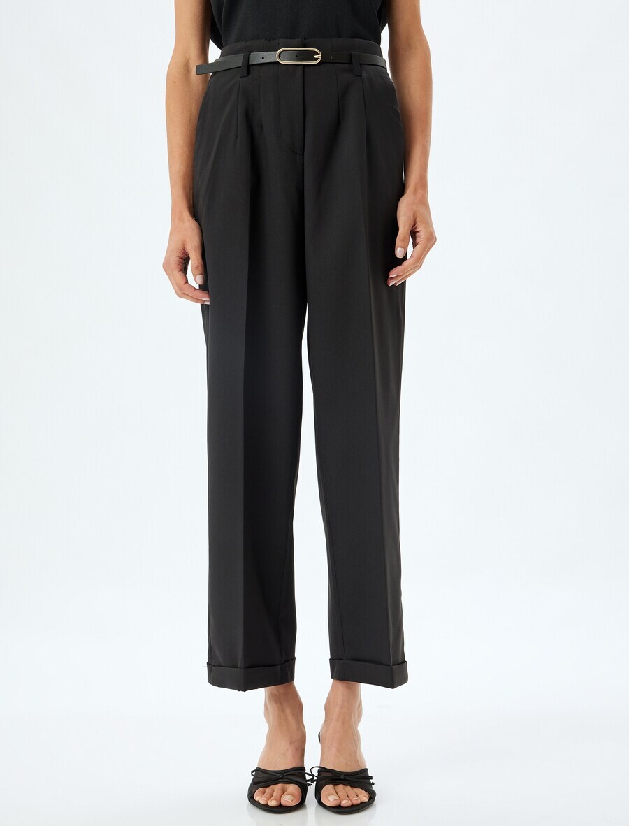 

Брюки-кюлоты Koton Wide leg Pleated Pants, черный