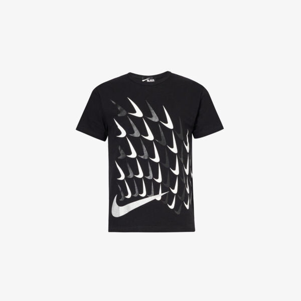 

Черная футболка прямого кроя из хлопкового джерси comme des garçons x Nike Swoosh Black Comme Des Garcon, черный