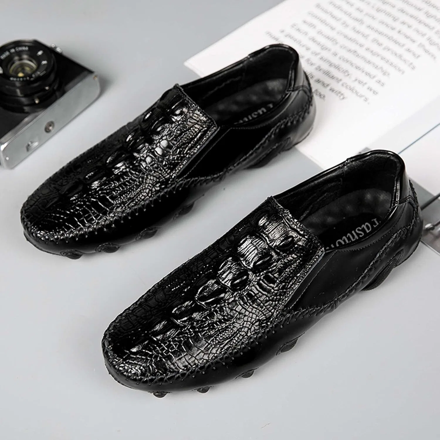 Мокасины мужские кожаные, Loafers, Black DZBAJRQM — фото 3