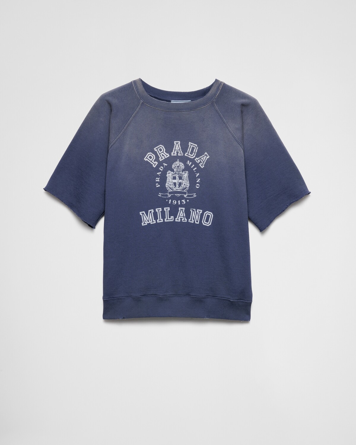 

Футболка из хлопкового флиса Prada, темно-синий