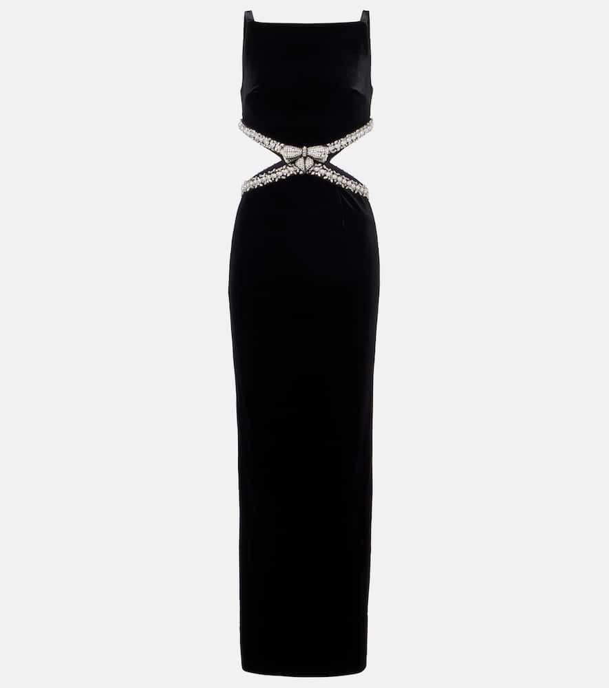 

Вырезное бархатное макси-платье Self-Portrait, Black