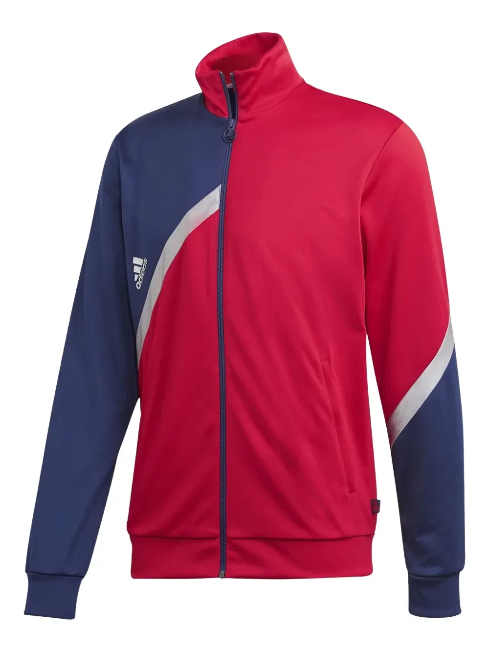 Полосатая легкая куртка на молнии Adidas, красный