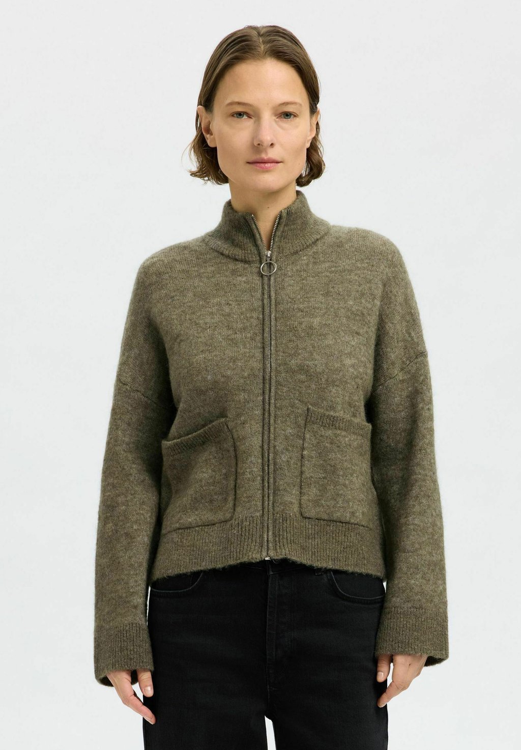 

Кардиган SLFSIA RAS ZIPPER Selected Femme, светло-зеленый