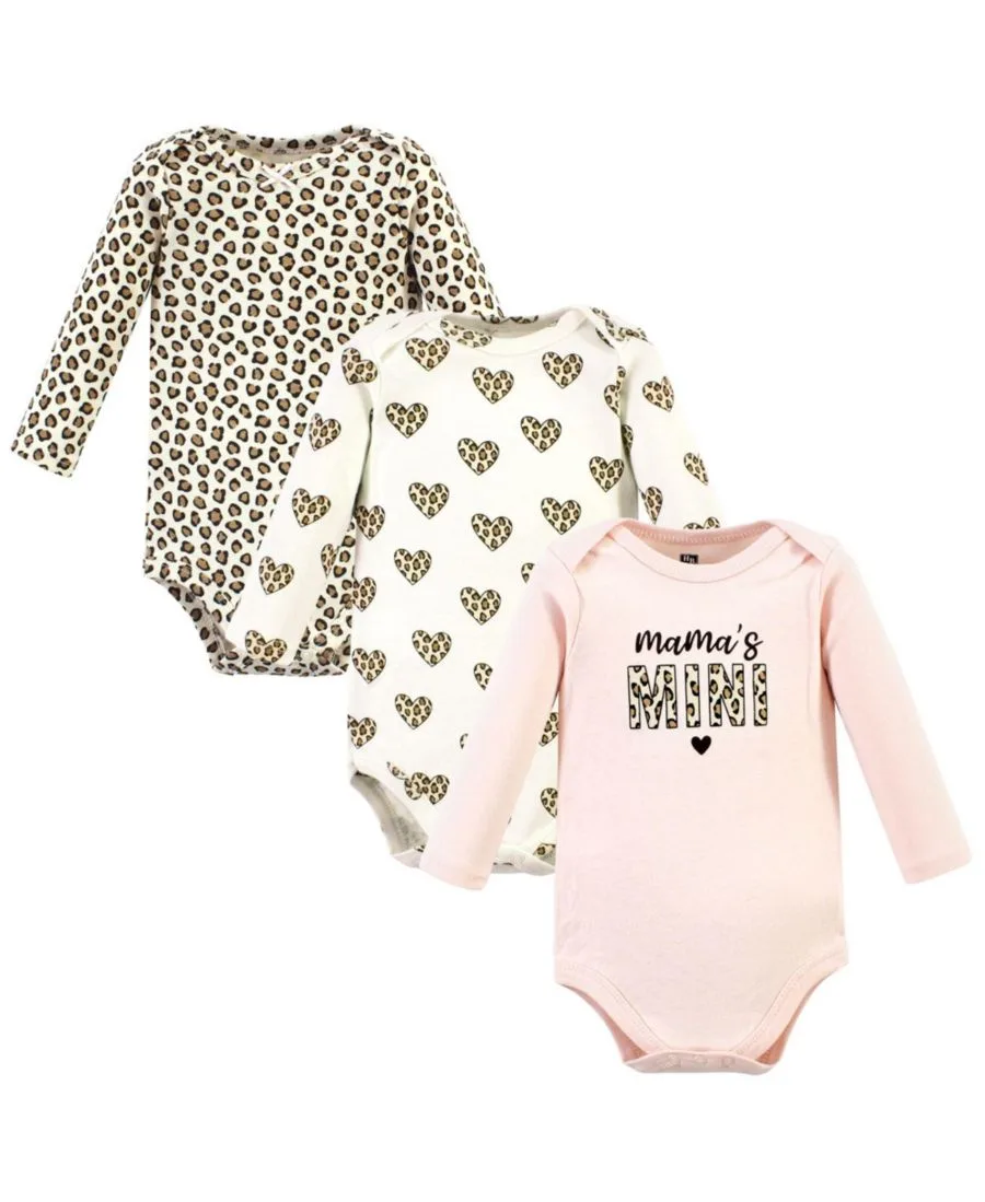 Комплект из 3 хлопковых боди с длинными рукавами Hudson Baby, леопард hearts 3 pack
