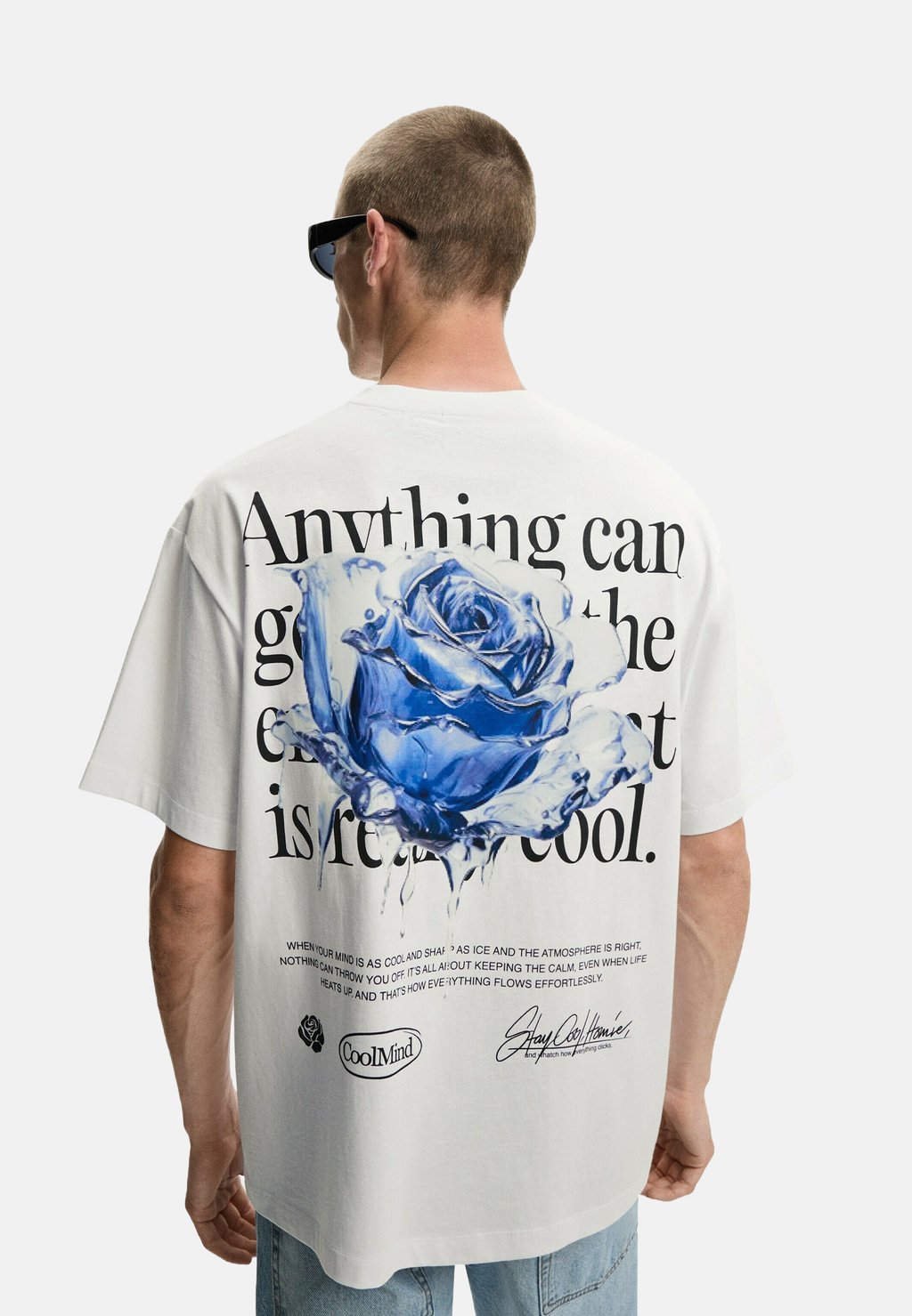 

Футболка с принтом PRINTED - SHORT SLEEVE Bershka, белый