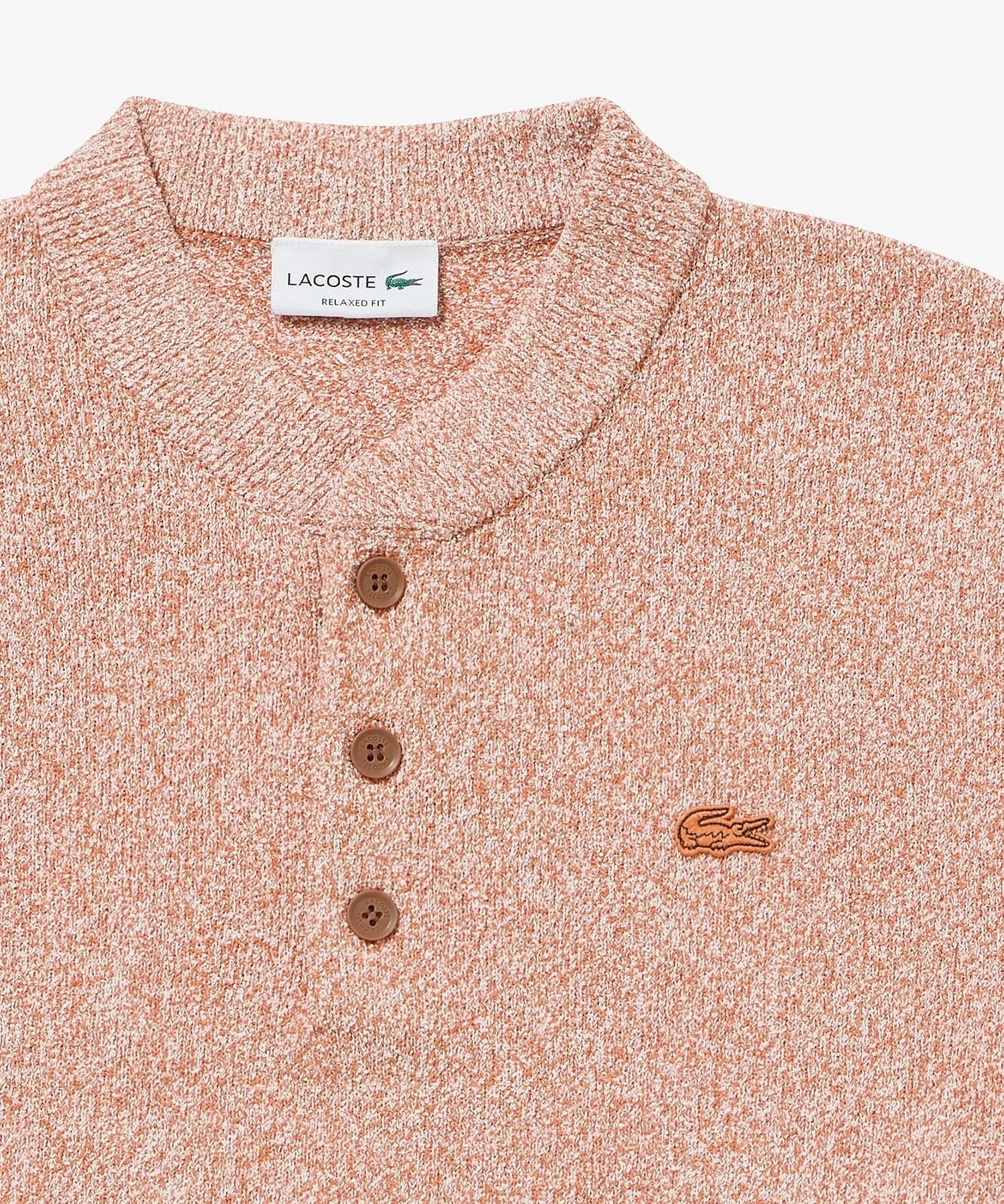 Вязаный свитер Хенли из букле LACOSTE, Orange — фото 3