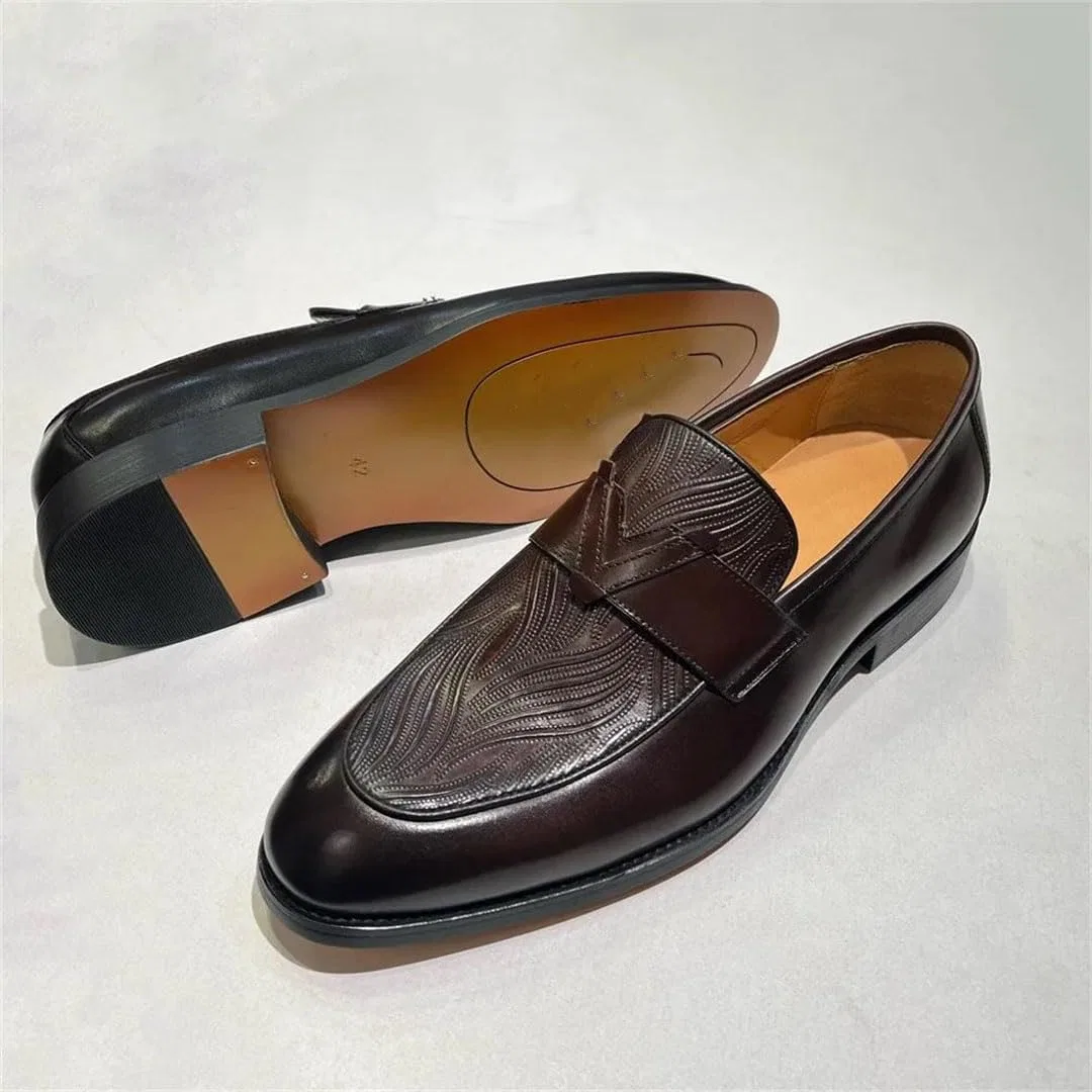 Мужские лоферы, принт, Slip On Loafers, коричневый — фото 4