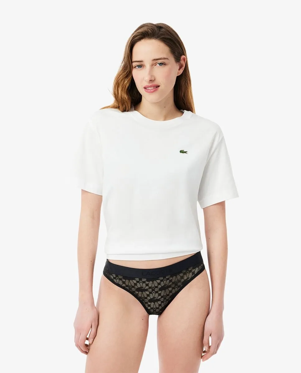 

Женские кружевные трусики с логотипом на поясе Lacoste, черный