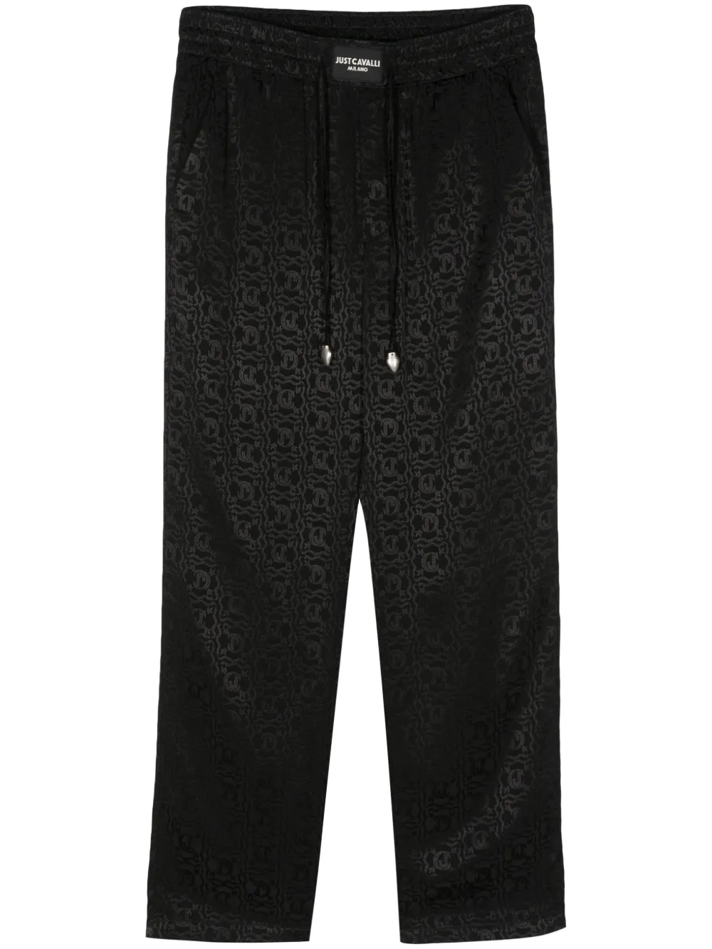 

Прямые брюки с жаккардовым логотипом Just Cavalli, черный