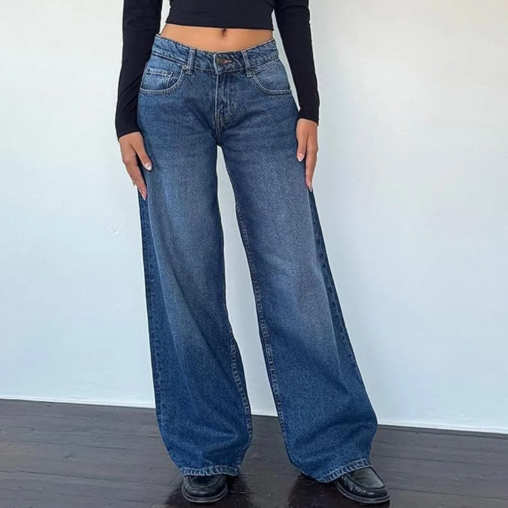 Джинсы свободные Low Rise Baggy, синие — фото 4