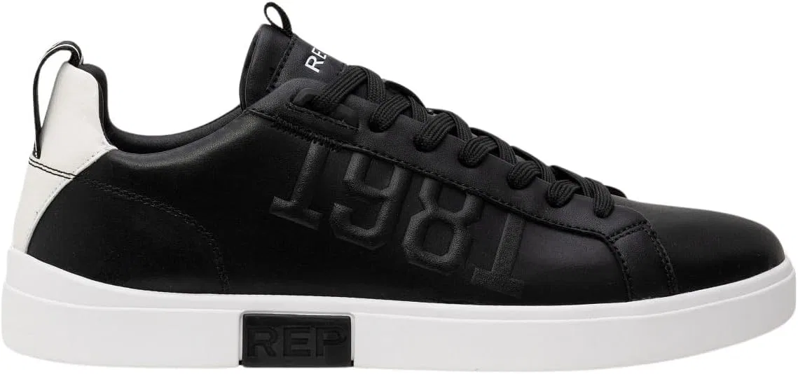 Кроссовки Replay Herren Sneaker aus Leder, 008 Black White — фото 3