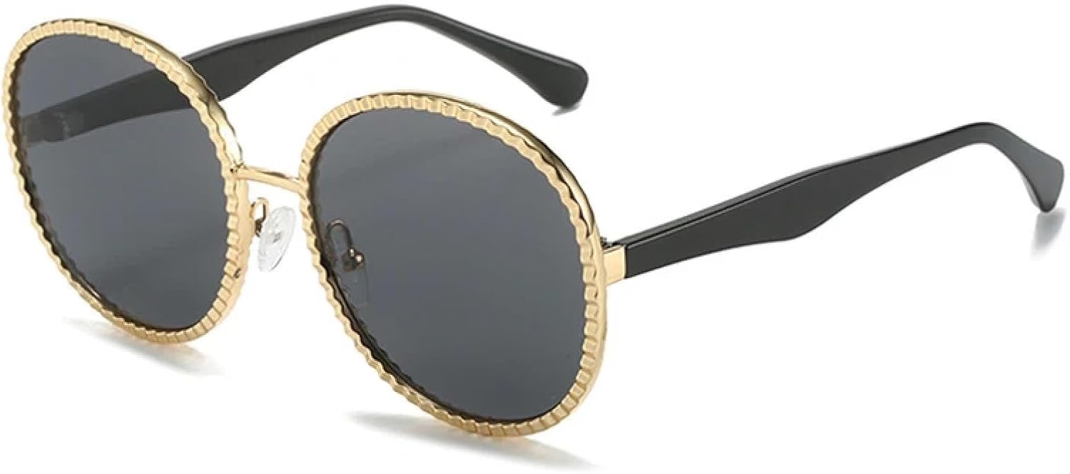 

Большие овальные металлические солнцезащитные очки для женщин и мужчин, модные ретро-очки из металла, дорожные солнцезащитные очки с защитой от УФ-излучения UV400 TKKTLLT, Black Gray