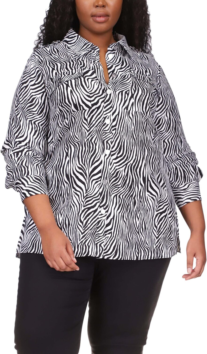 

Туника MICHAEL Michael Kors Plus Size Graphic Zebra Tunic, черный