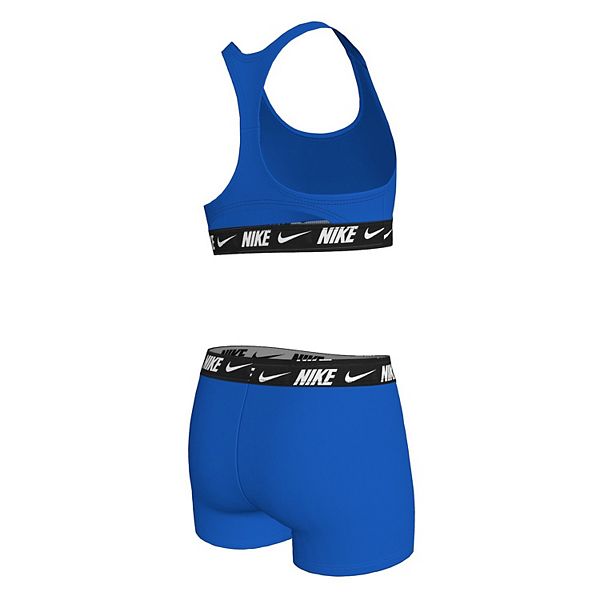Детский 2-компонентный купальный комплект racerback с логотипом и шортами Nike, Blue Crystal — фото 2