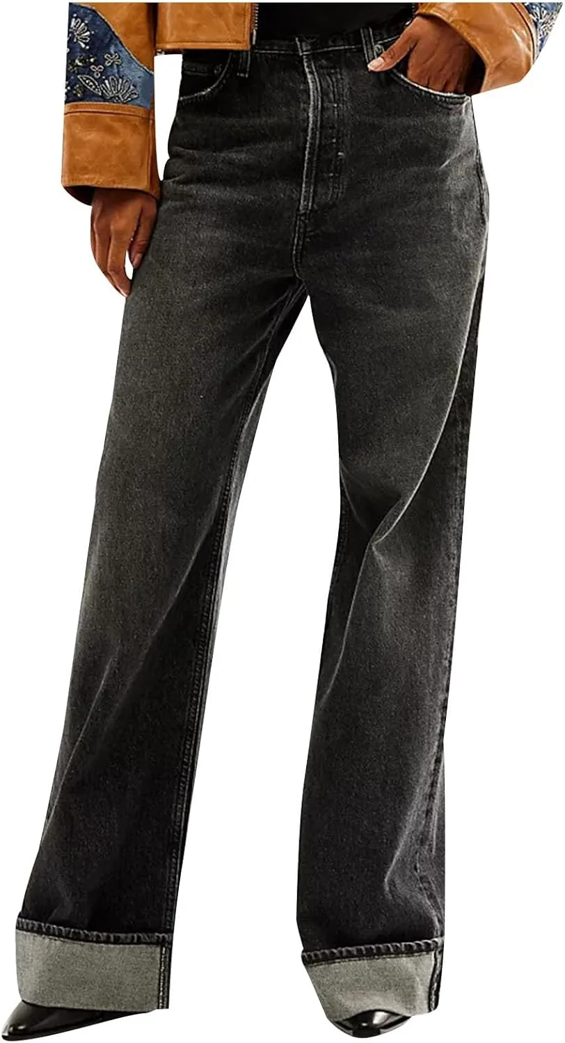 

Винтажные потертые мешковатые джинсы mid rise wide leg boyfriend для женщин JOAU