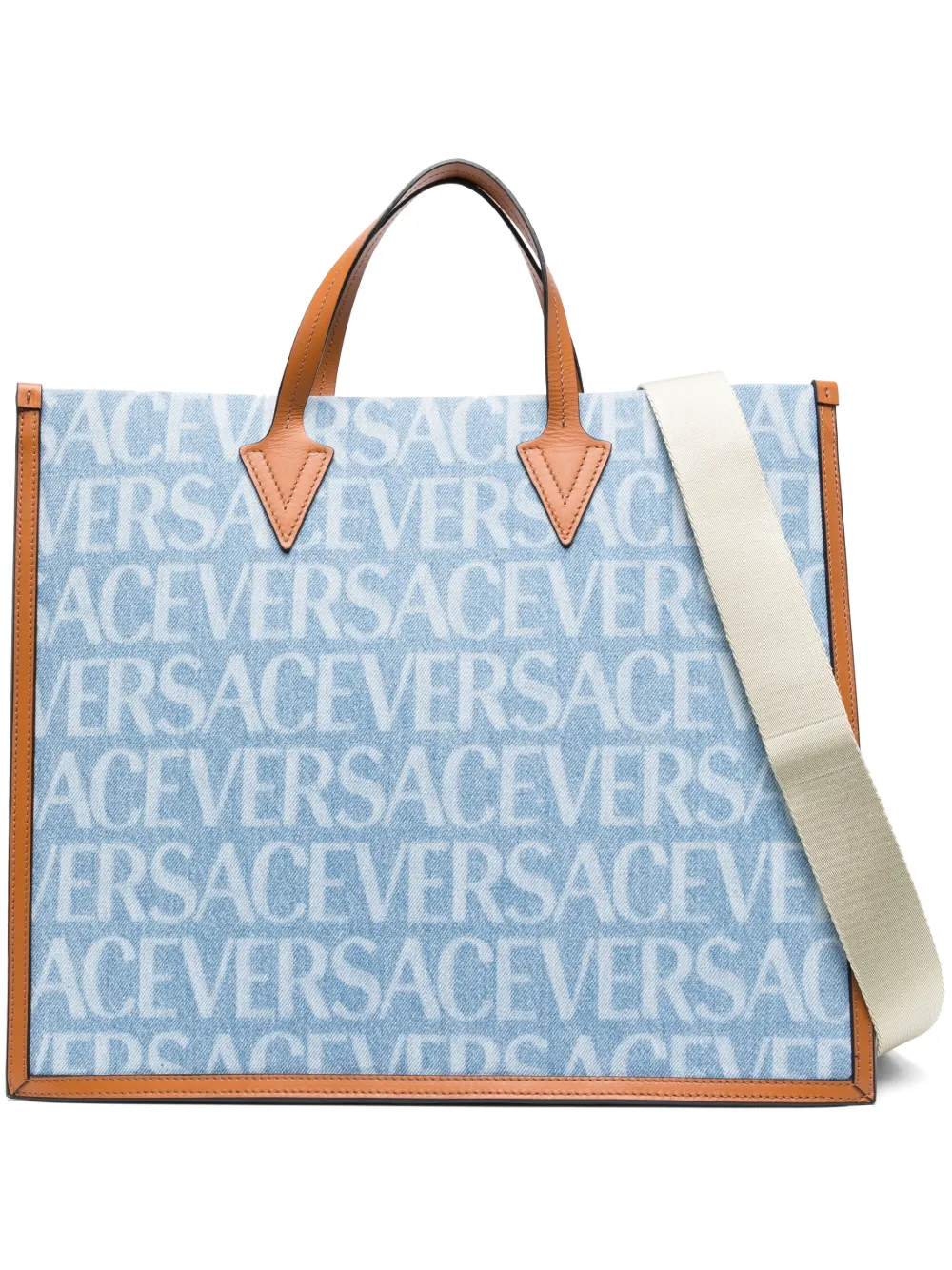

Джинсовая сумка-тоут Versace Allover, синий