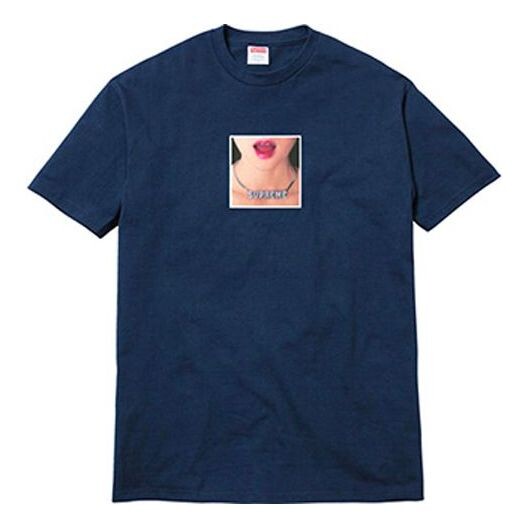

Футболка ss18 necklace tee navy printing short sleeve navy blue Supreme, синий