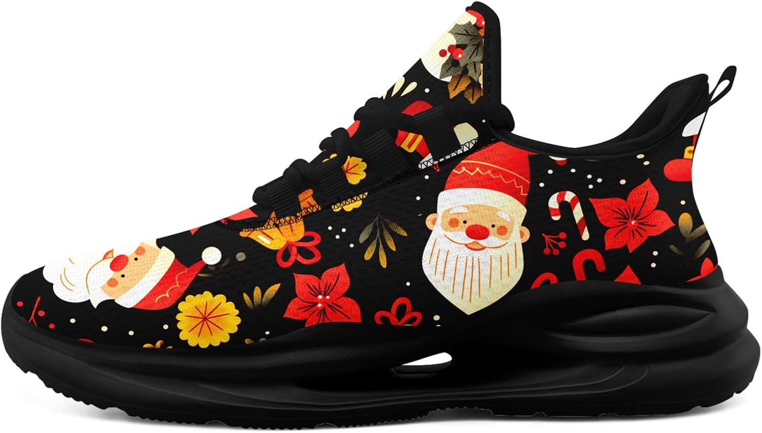 

Рождественские кроссовки для мужчин и женщин, легкие спортивные с сеткой, праздничная обувь для тренировок, зала и тенниса Onegam, черный/красный/желтый
