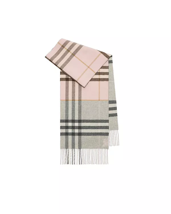 

Кашемировый шарф с контрастной клеткой Burberry, розовый