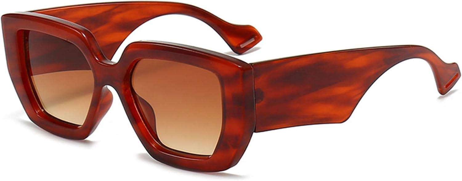 

Винтажные квадратные солнцезащитные очки для женщин и мужчин, без поляризации, модные, увеличенного размера, с защитой UV400, большие солнцезащитные очки ALKAHE, Brown Frame Brown Lens