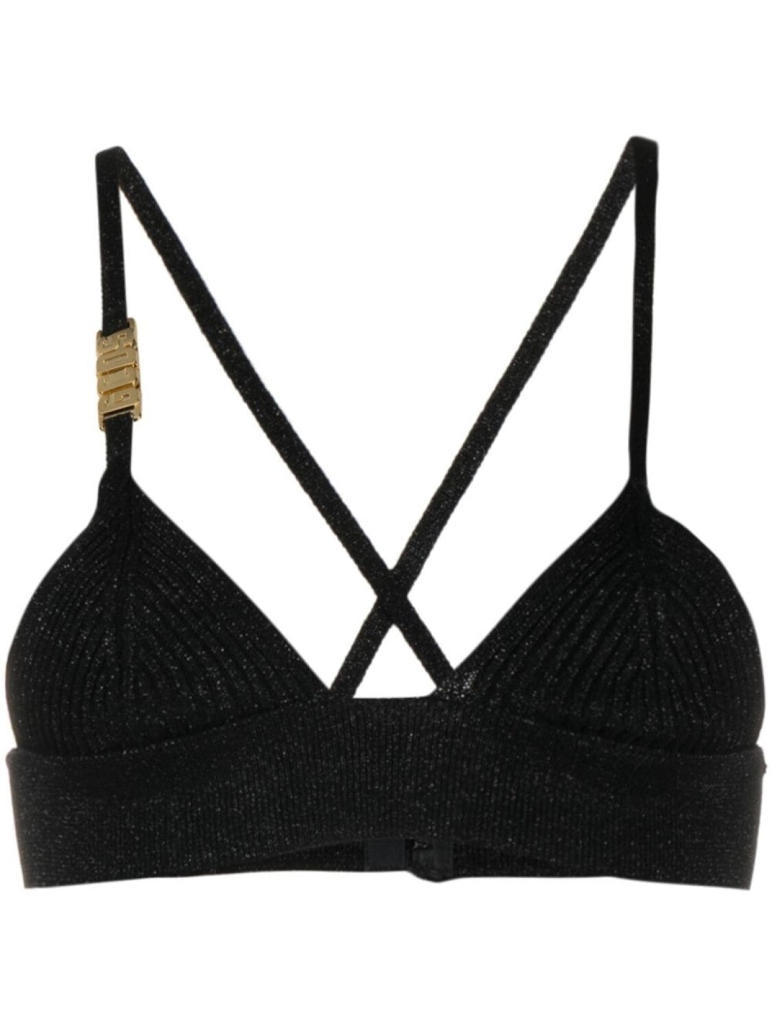

Gcds logo-plaque lurex cropped top, черный
