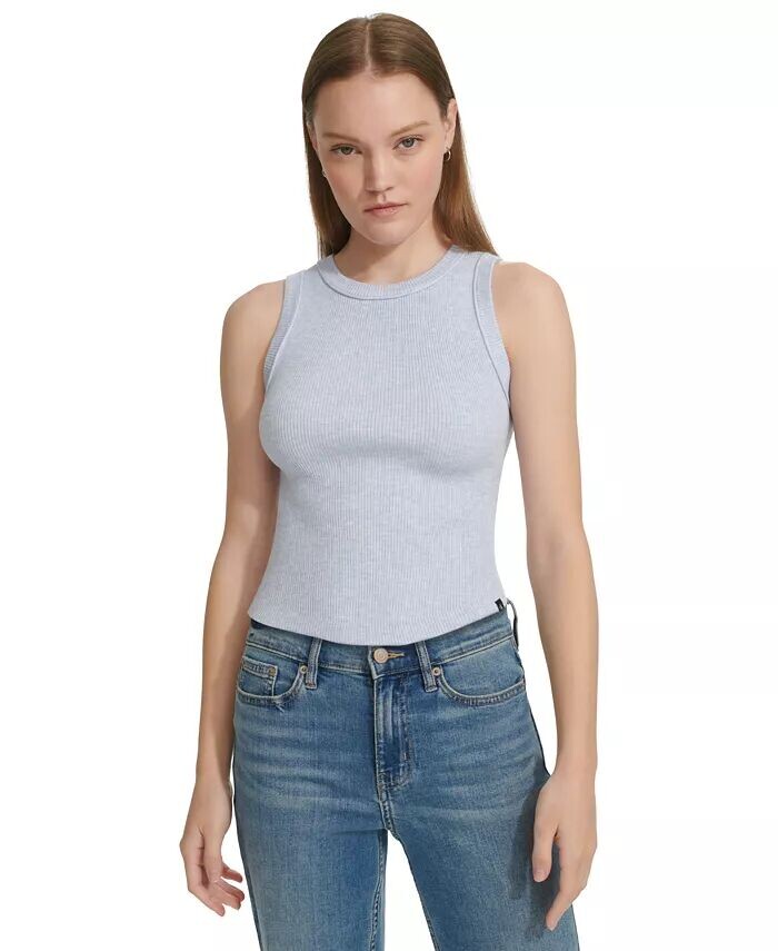 

Миниатюрная майка с круглым вырезом в рубчик и полосками Calvin Klein Jeans, синий