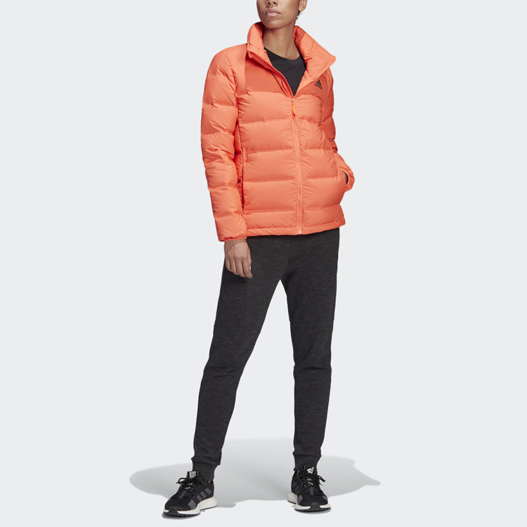 Пуховик зимний женский глубокий кораллово-розовый Adidas — фото 4