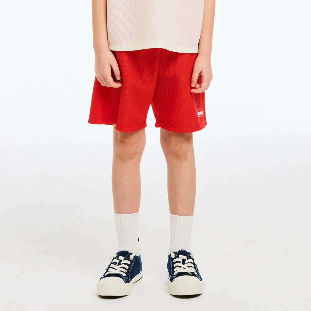 Детские вафельные шорты 5/8 красные от Benetton Kids
