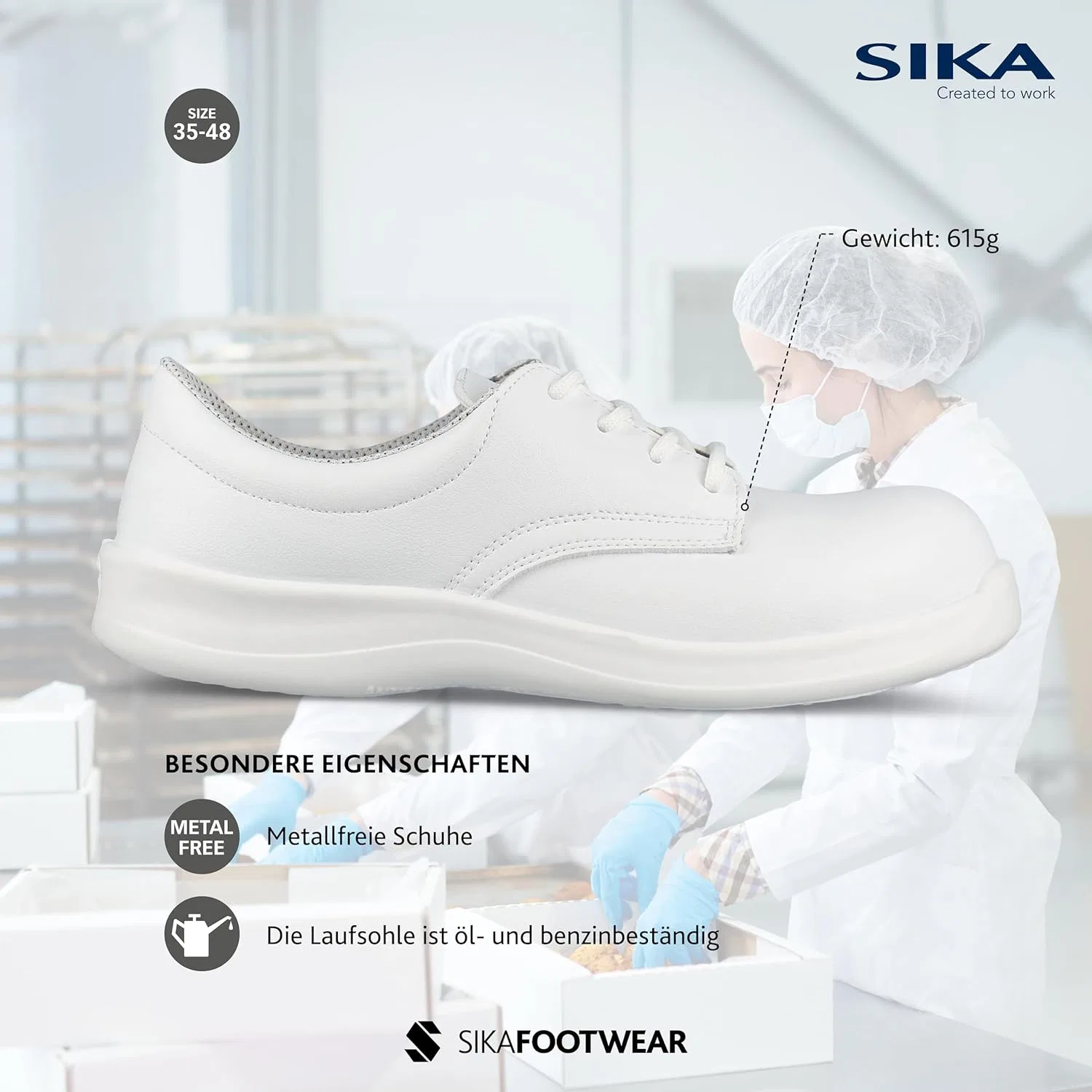 Защитная обувь SIKA Select S2 SRC со шнуровкой, легкая и удобная защитная обувь для мужчин и женщин, для фармацевтической промышленности, кухни, водоотталкивающая защитная обувь с защитным носком, White — фото 3