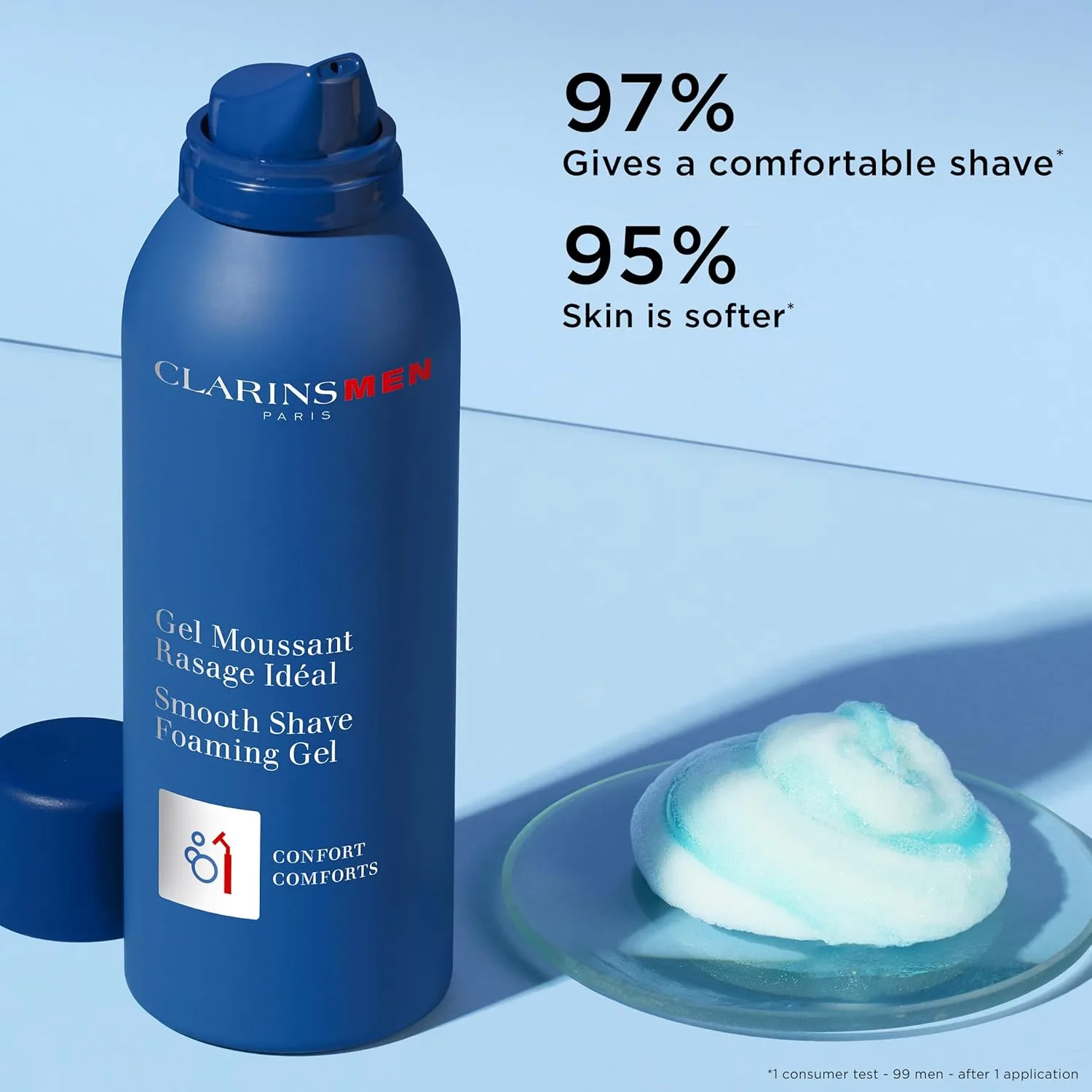CLARINSMEN Smooth Shave Foaming Gel, увлажняющий гель для бритья, успокаивает и смягчает, тонизирует кожу, кондиционирует щетину, защищает от раздражения и порезов, 150 мл — фото 2