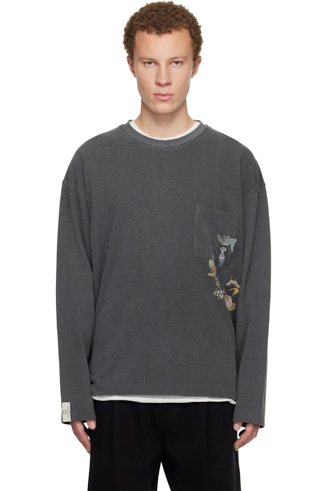 

Wooyoungmi Серая футболка с длинными рукавами с логотипом Minhwa