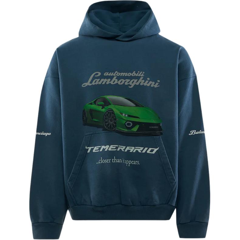 

Толстовка с принтом логотипа Lamborghini Balenciaga, темно-синий