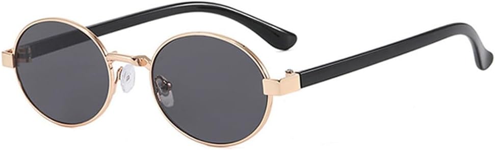 

Солнцезащитные очки UV400 - маленькие металлические овальные с прозрачным градиентом, в стиле панк, для женщин и мужчин, для бега и активного отдыха UYPTK, Golden Black Gray