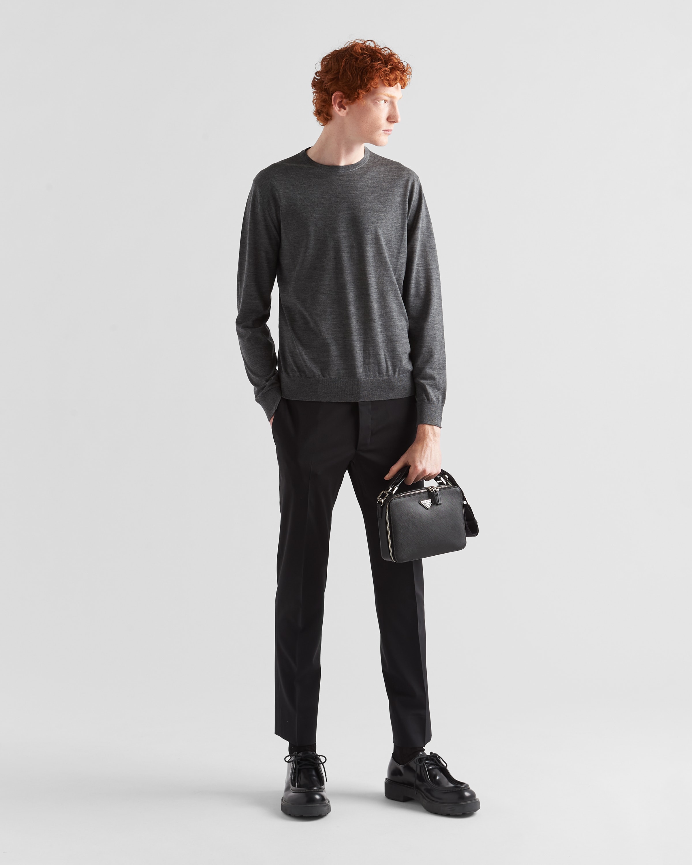 Брюки из легкой тянущейся шерсти Prada, черный — фото 2