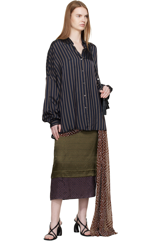Хлопковая рубашка-кокон Dries Van Noten, темно-синий — фото 4