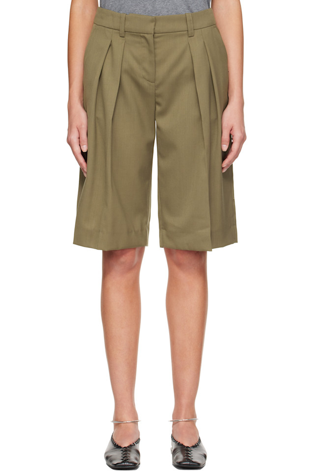 

Плиссированные бермуды Бильбао The Frankie Shop, хаки