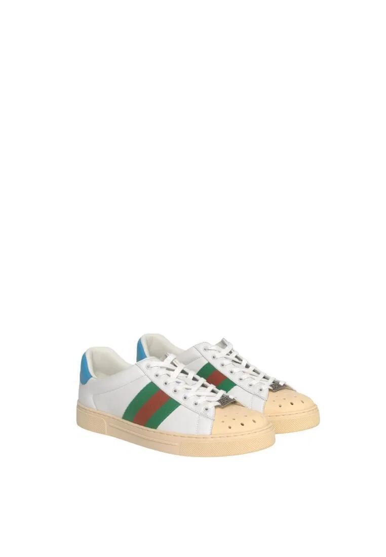 Кроссовки кожаные, мужские Gucci, белый — фото 3