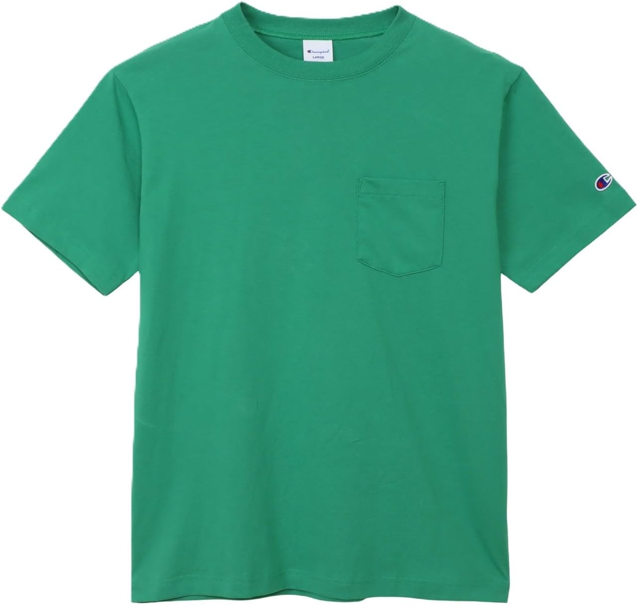 

Футболка Champion с коротким рукавом, круглый вырез, 100% хлопок, США, футболка с коротким рукавом и карманом, зеленый