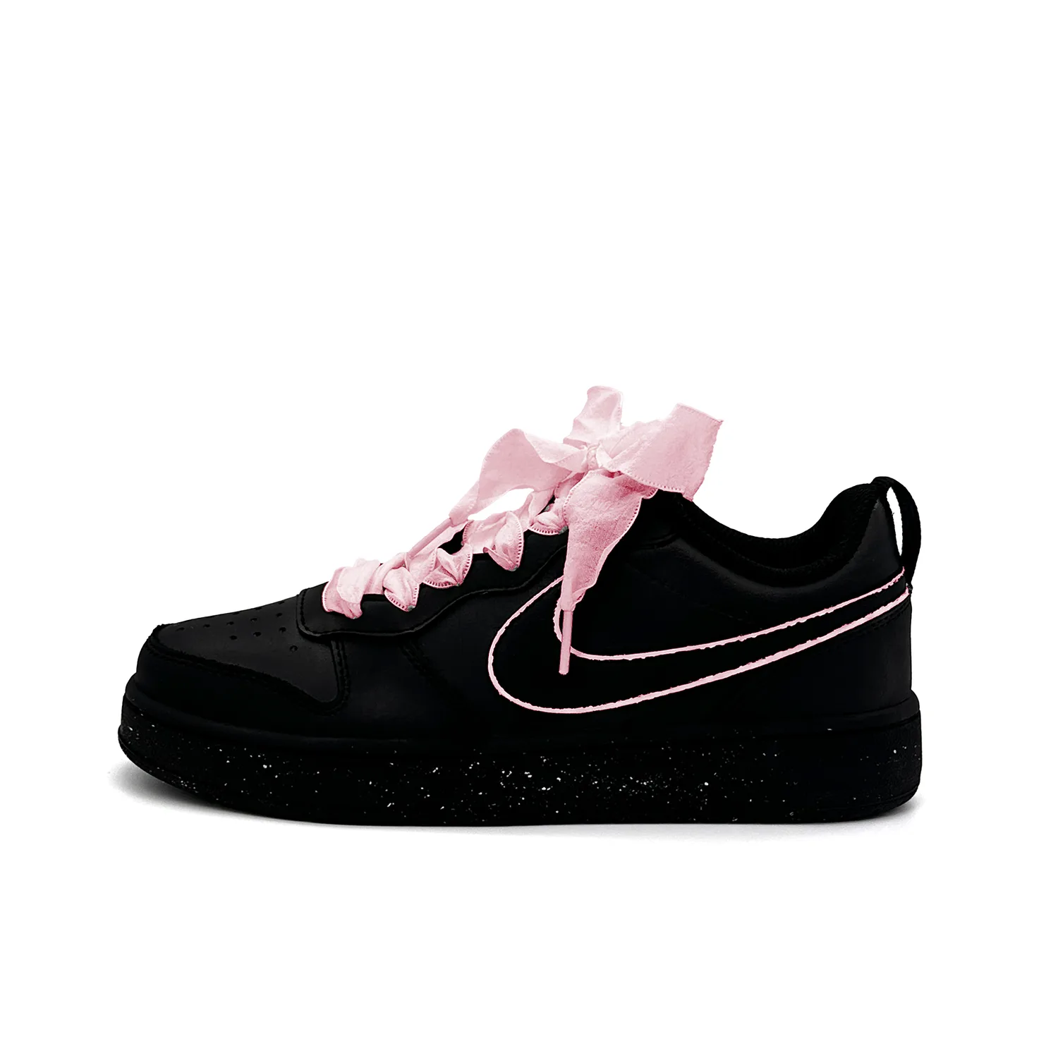 Nike Court Borough Pink Ink Teal Leather Slip Resistant Low top Kids' Skateboarding Shoes Black Pink Teenagers