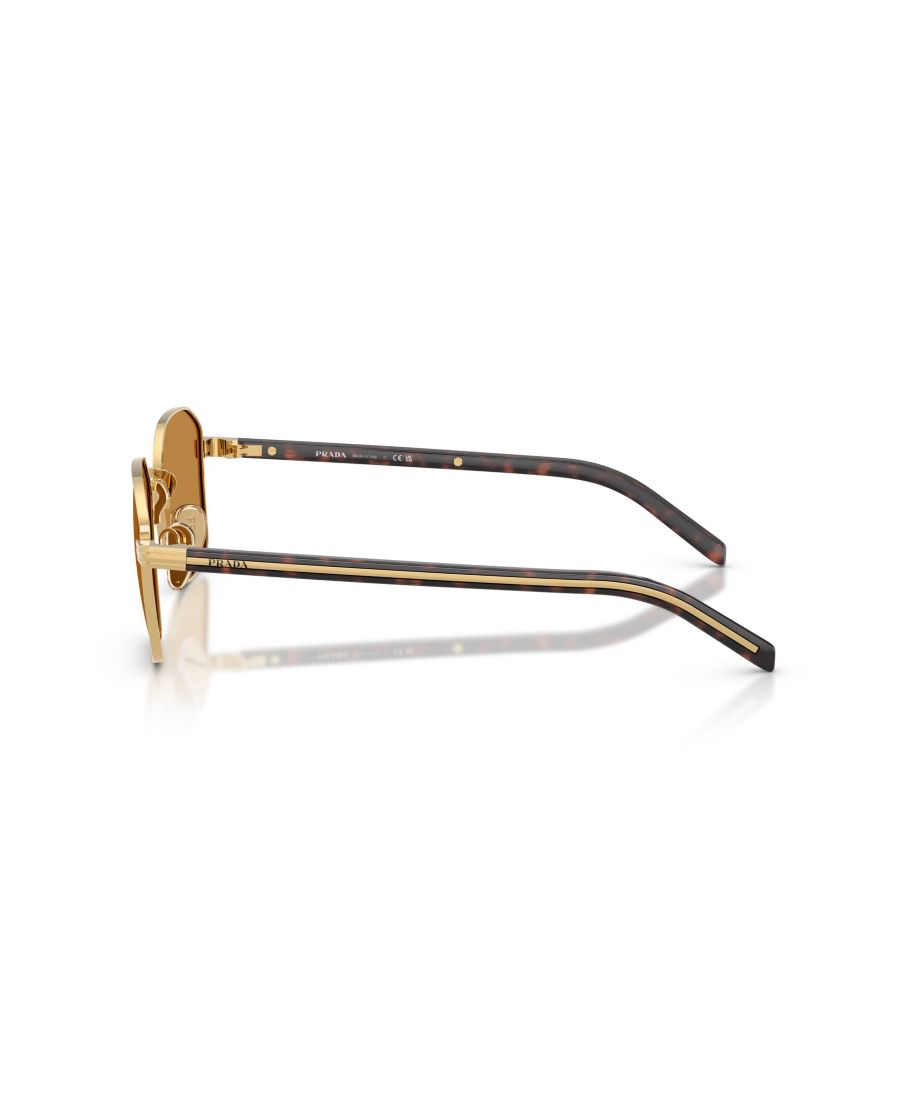 Мужские квадратные солнцезащитные очки, PR C50S PRADA, Gold, Brown — фото 4