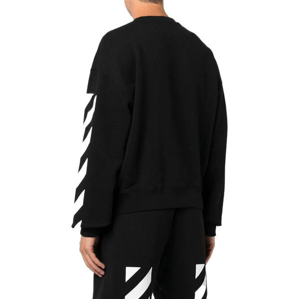 Толстовка Men's OFF-WHITE FW22 Stripe Logo Printing Round Neck Long Sleeves Loose Fit Autumn Black, черный — фото 3
