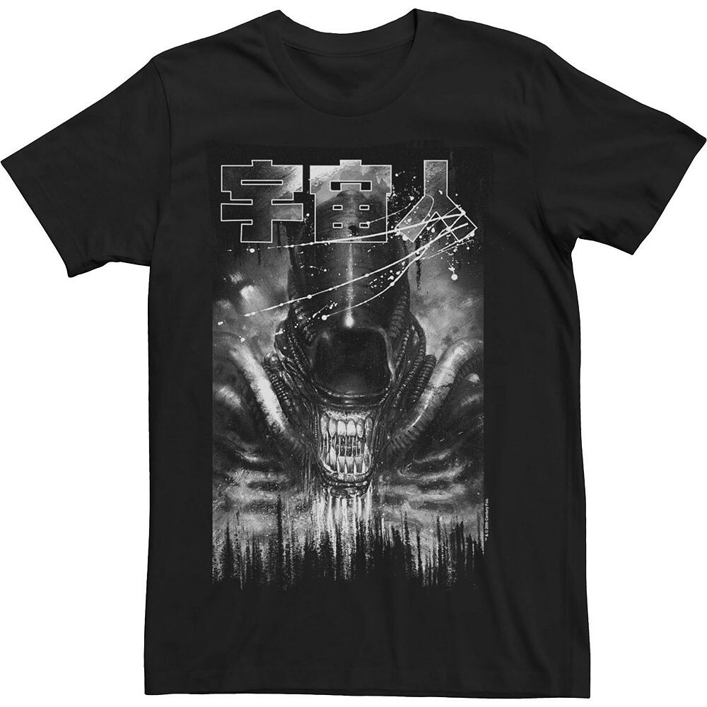 

Мужская футболка с портретом Alien Kanji Splatter Licensed Character, черный