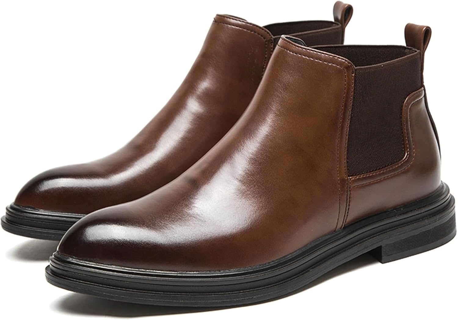 

Мужские высокие кожаные ботинки NEGYANME на бедро с острым носком, легкие и повседневные классические ботинки Челси с эластичной вставкой, подходят для работы, церкви и свадьбы, коричневый