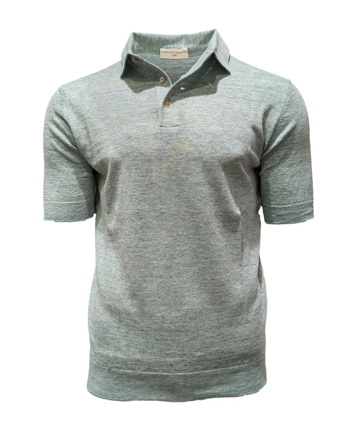 

Зеленая льняная рубашка поло Filippo De Laurentiis, зеленый