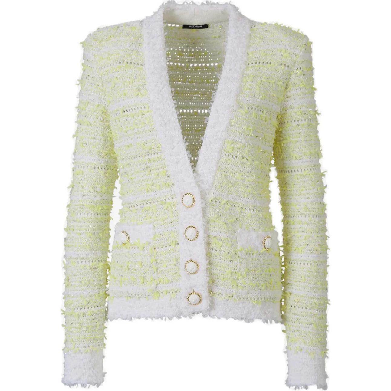 

Желтый кардиган с V-образным вырезом BALMAIN